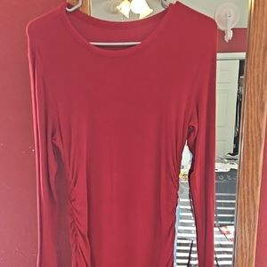 Elegant burgundy women's long sleeved dress